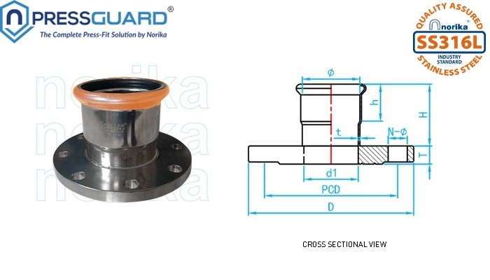 Stainless Steel 316L Press Fit Flange Socket